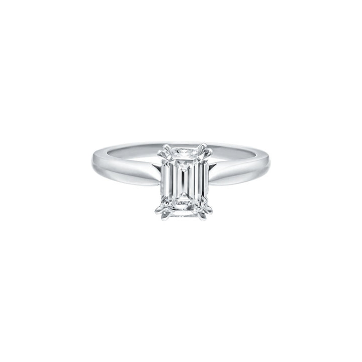 1.01ct Natural Emerald-Cut Diamond Solitaire Engagement Ring in Platinum with double claw prongs - Couture Jewelry NYC