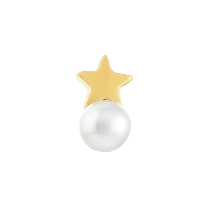 Star and Pearl Stud Earrings with Screw Back