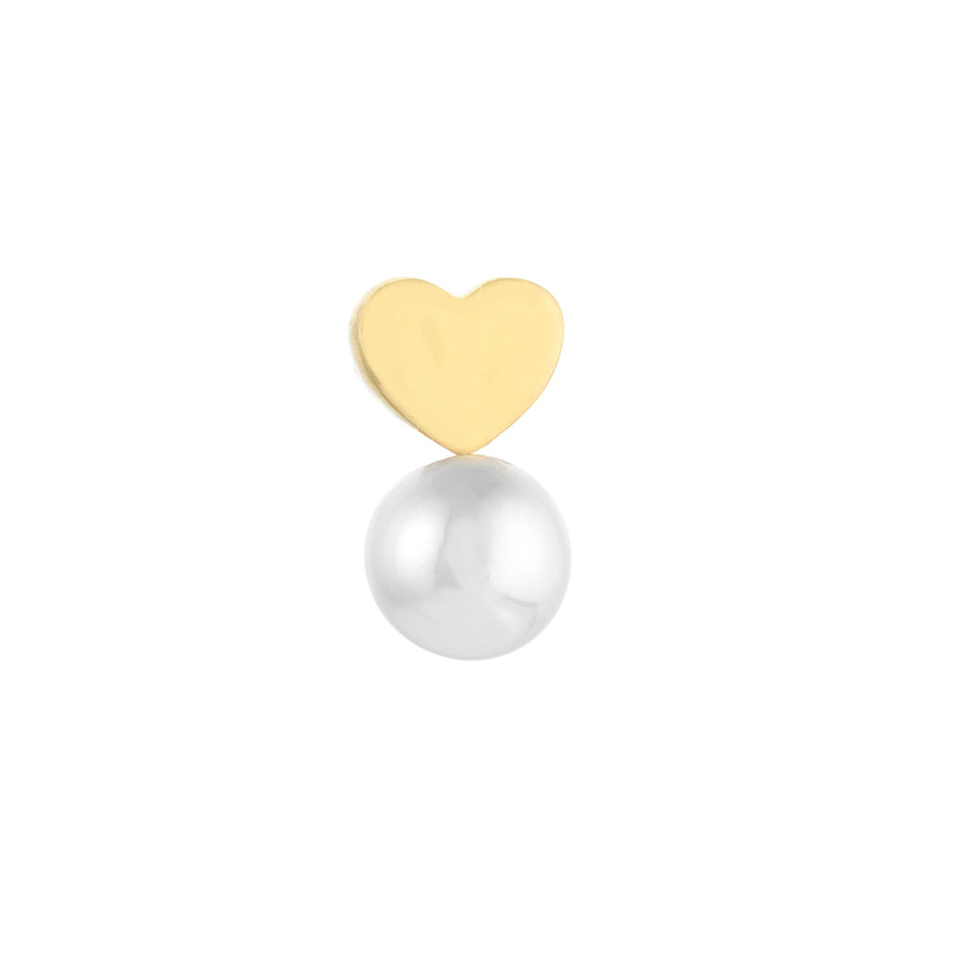 Screw Back Heart and Pearl Stud Earrings