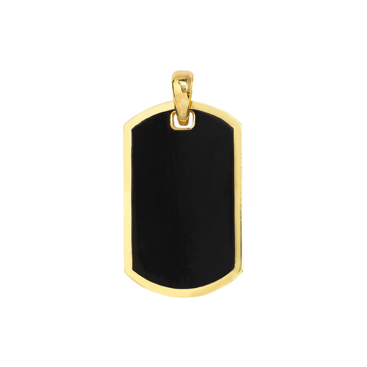 Fancy Black Enamel Dog Tag w Border Pendant