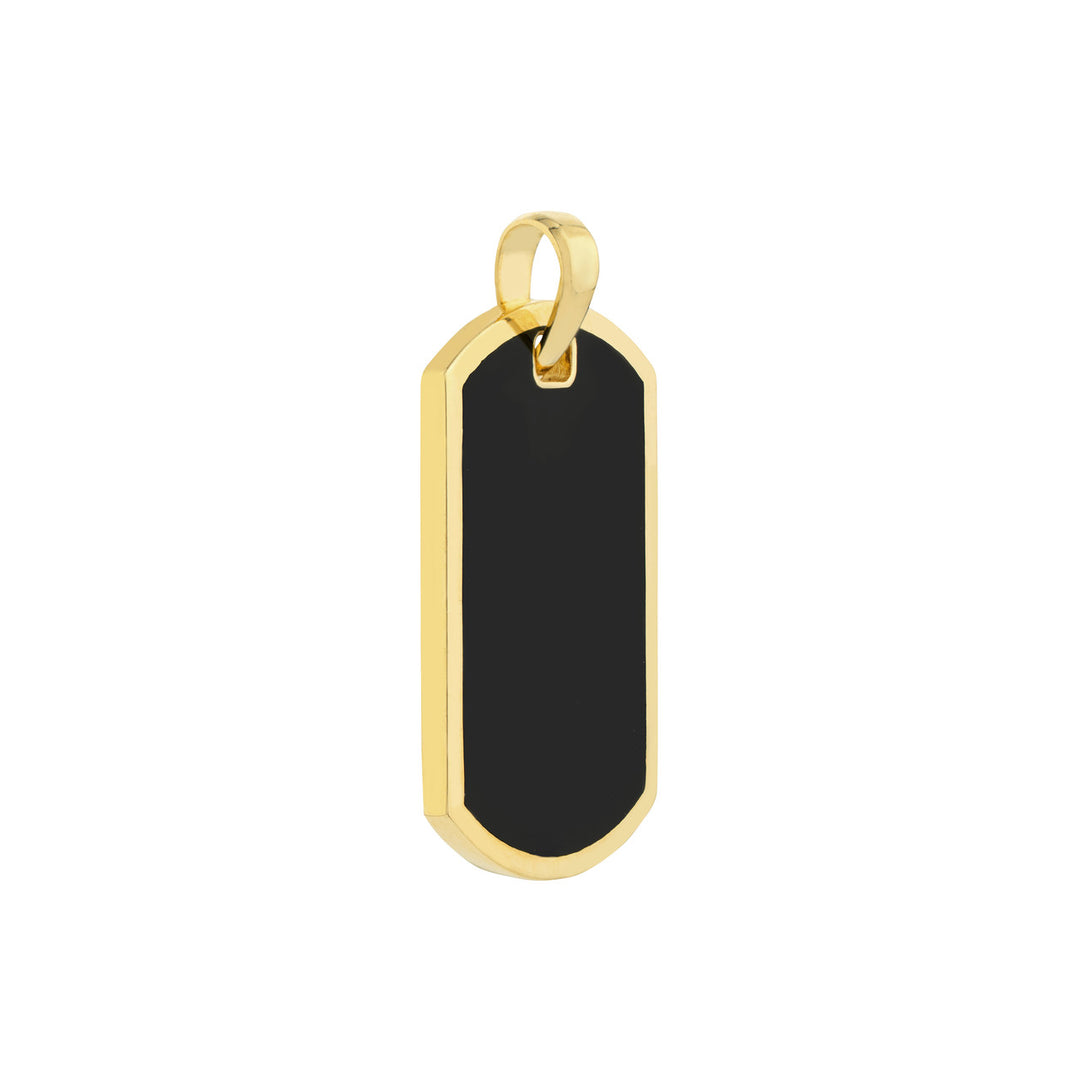 Fancy Black Enamel Dog Tag w Border Pendant