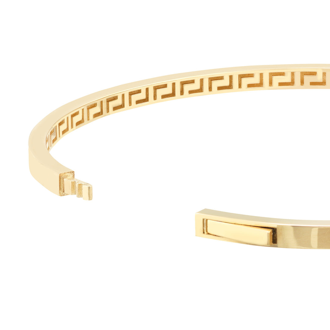 Plain Sq Tube Bangle Greek Key Interior