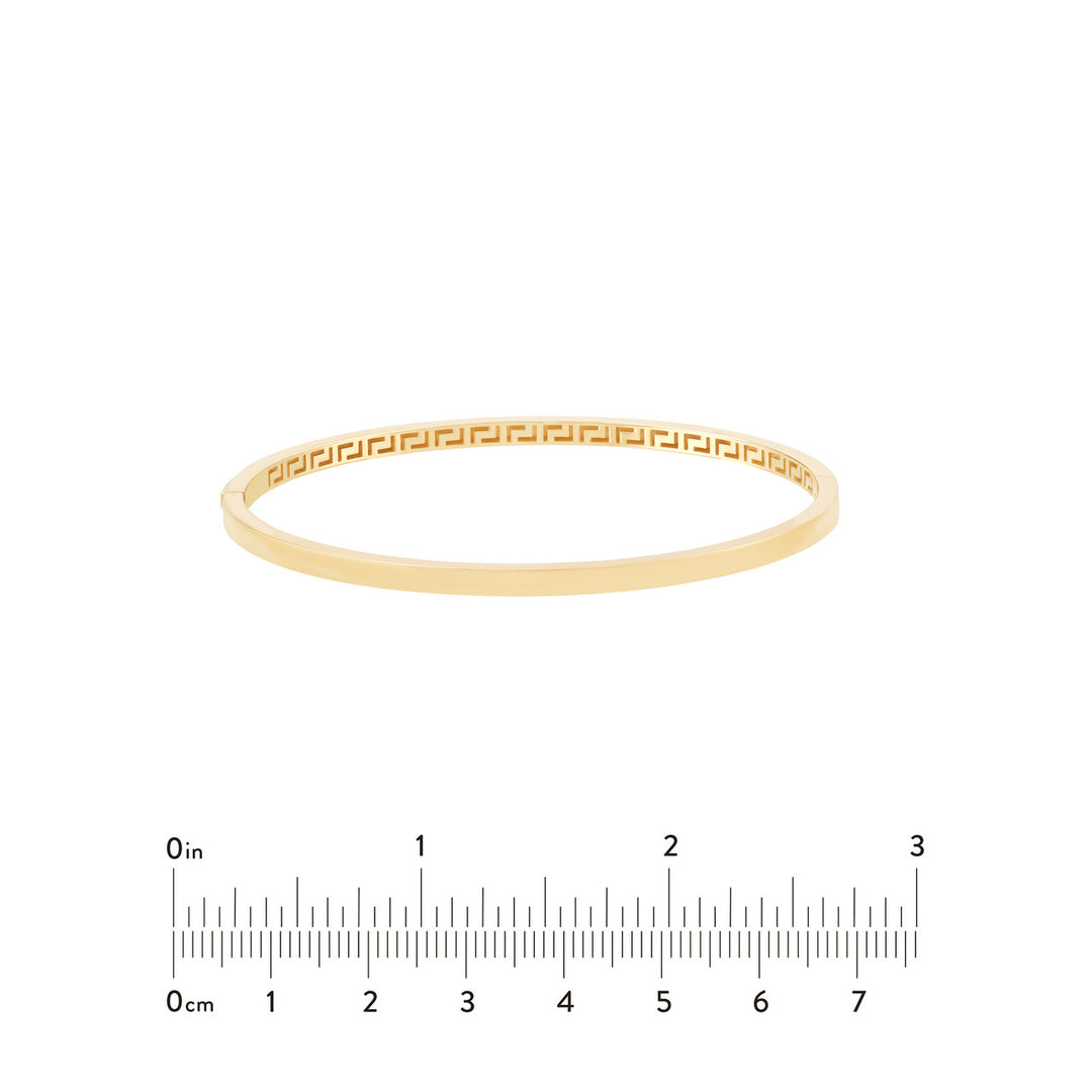 Plain Sq Tube Bangle Greek Key Interior