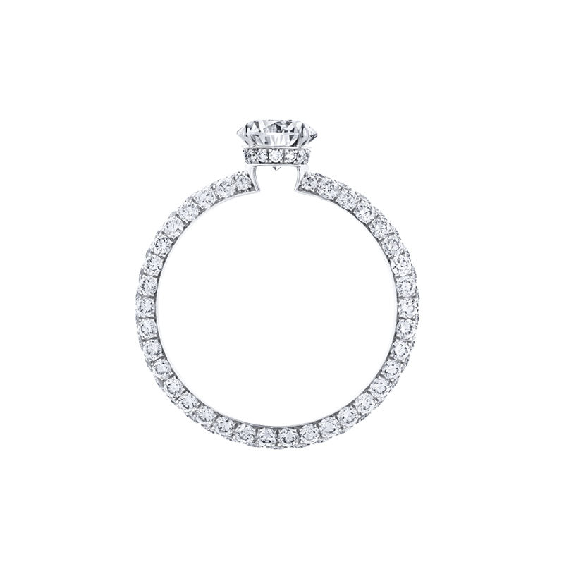 Triple Row Micropavé Diamond Engagement Ring