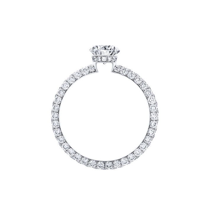 Triple Row Micropavé Diamond Engagement Ring