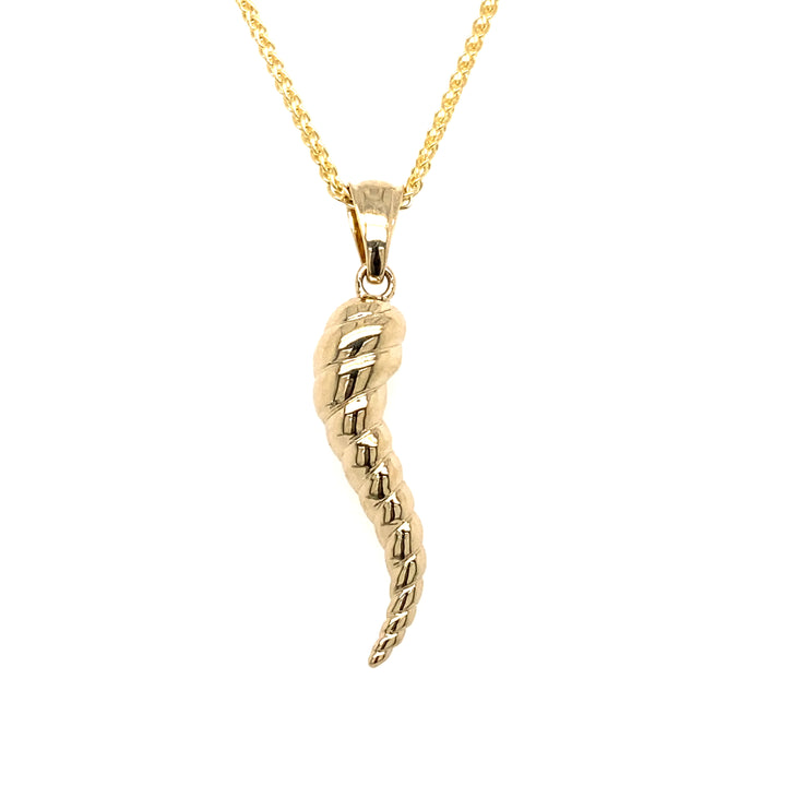 14K Solid Gold Cornicello Italian Horn Charm