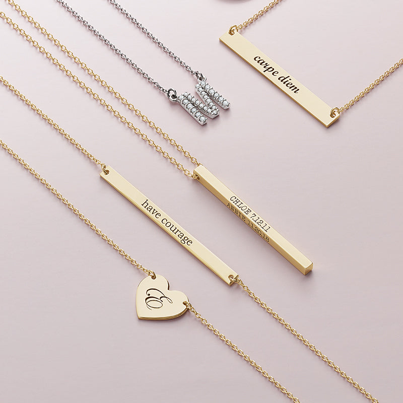 Engravable Four-Sided Vertical Bar Necklace