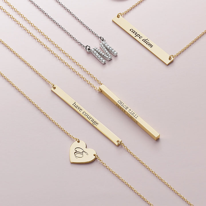 Engravable Four-Sided Vertical Bar Necklace