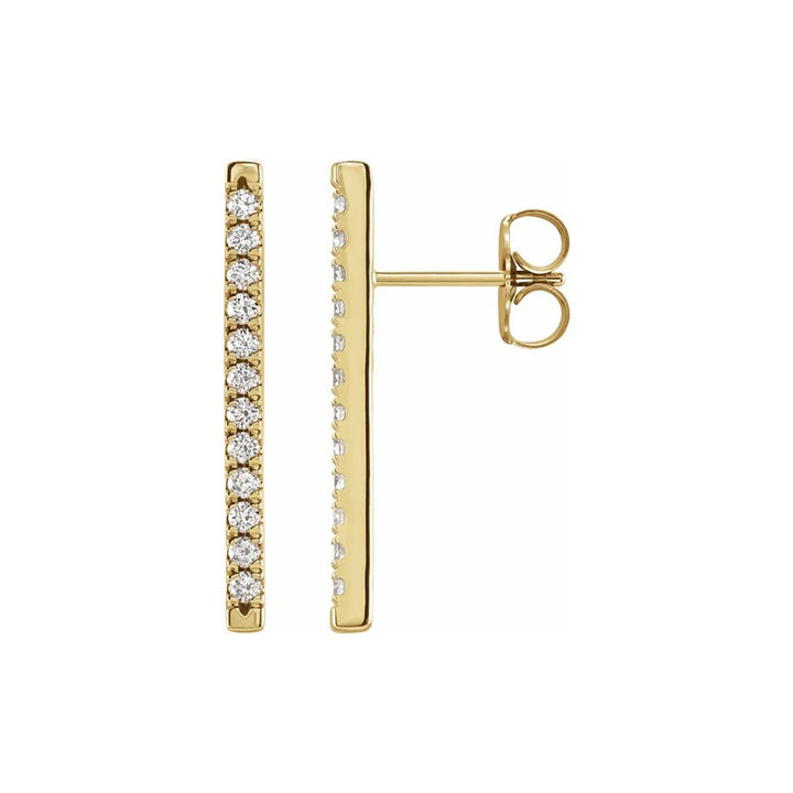 Natural Diamond French-Set Bar Earrings, 14K Yellow 1/3 ctw