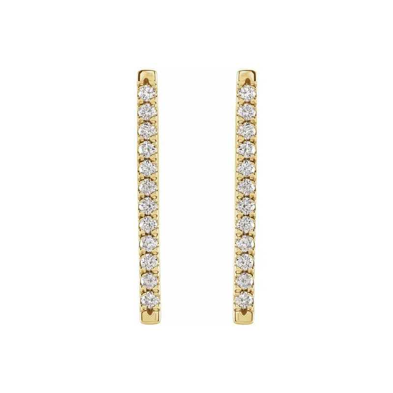 Natural Diamond French-Set Bar Earrings, 14K Yellow 1/3 ctw