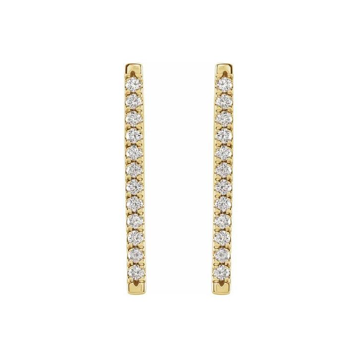 Natural Diamond French-Set Bar Earrings, 14K Yellow 1/3 ctw